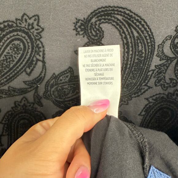 Robert Graham Short Sleeve T-Shirt The Venture Black Velvet Paisley Burnout M - Picture 4 of 6